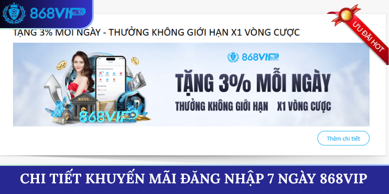 Chi tiết khuyến mãi đăng nhập 7 ngày 868VIP