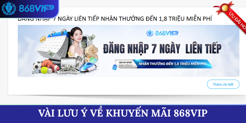 Vài lưu ý về khuyến mãi 868VIP